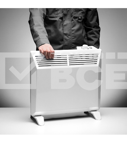 Конвектор Denzel XCE-1000 белый, 1000 Вт, 15 м2, термостат