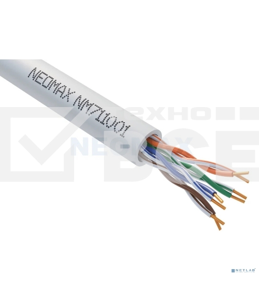 Кабель NEOMAX [NM711001] U/UTP cat.5e 4x2x0.46, 24 AWG, медь, внутренний, PVC, 305м, серый