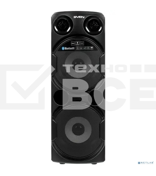 Колонка АС Sven PS-750, черный (80 Вт, TWS, Bluetooth, FM, USB, microSD, LED-дисплей, 2х4400мА*ч)