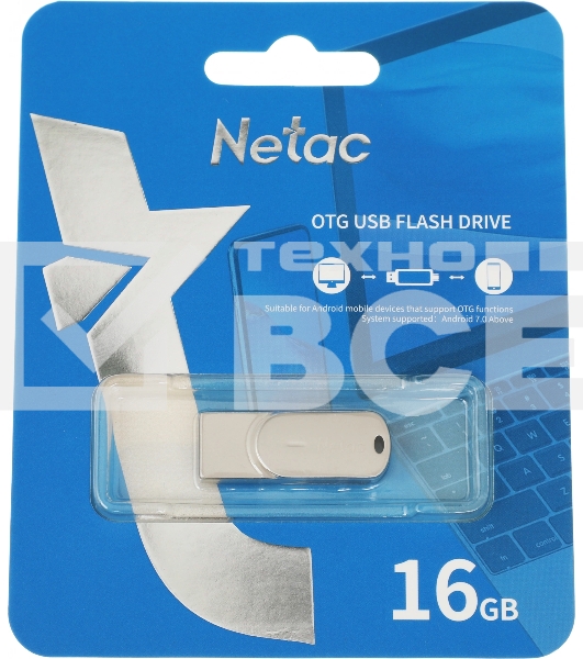 Флеш диск Netac U785 16Gb <NT03U785C-016G-30PN>, USB3.0+TypeC, металлическая