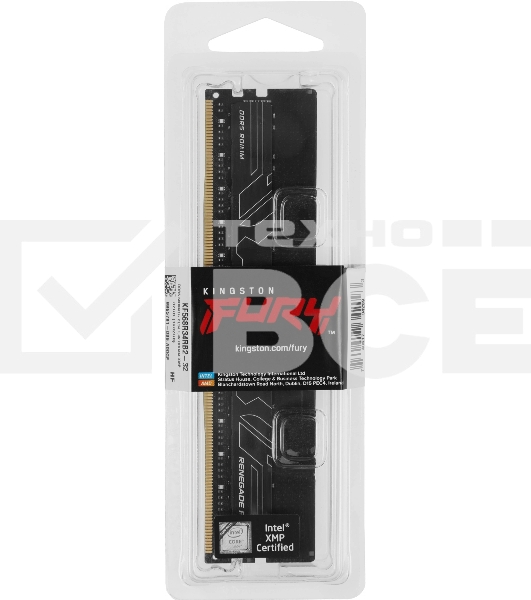 Оперативная память Kingston Fury Renegade Pro, DDR5, 32GB, RDIMM, 6800MHz, CL34, ECC, RDIMM, с радиатором, черный