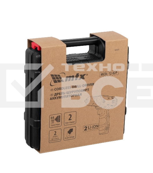 Дрель-шуруповерт MTX MCDL-12-02P, Аккумуляторная, 12В, 2 АКБ, Кейс