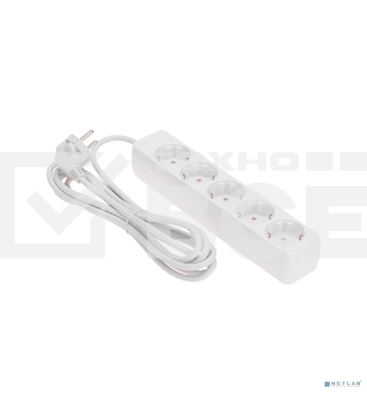 Удлинитель 5 гнезд, 3 м, 3х0,75 мм², с/з, белый PROconnect