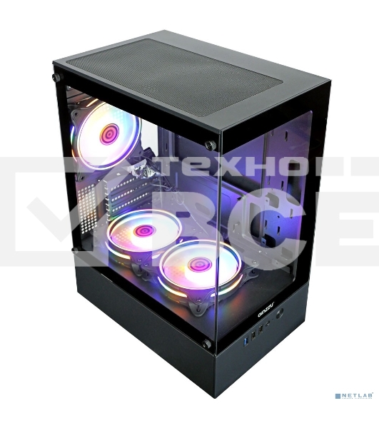 Компьютерный корпус Ginzzu CL475 mATX FAN 3*12LC4 передняя панель Стекло