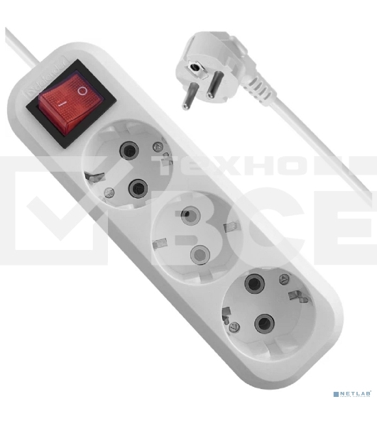 Удлинитель Defender L330 белый, 15 м, EURO, 3 розетки, 3500 Вт