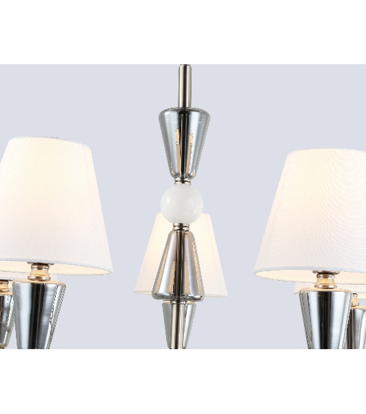 Люстра Ambrella light LH75253/5 SN/FR сатин никель/белый матовый E14*5 max 40W D700*510