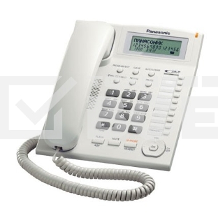 Телефон проводной Panasonic KX-TS2388RUW белый индикатор вызова,повторный набор последнего номера,4 уровня громкости звонка