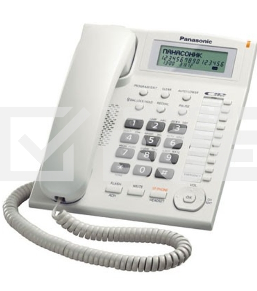 Телефон проводной Panasonic KX-TS2388RUW белый индикатор вызова,повторный набор последнего номера,4 уровня громкости звонка
