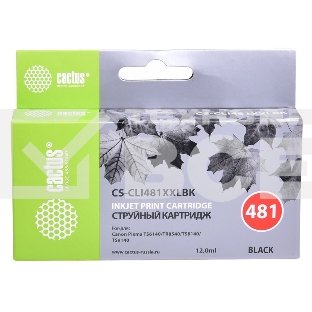 Картридж струйный Cactus CS-CLI481XXLBK черный (12 мл) для Canon Pixma TR7540/TR8540/TS6140/TS8140