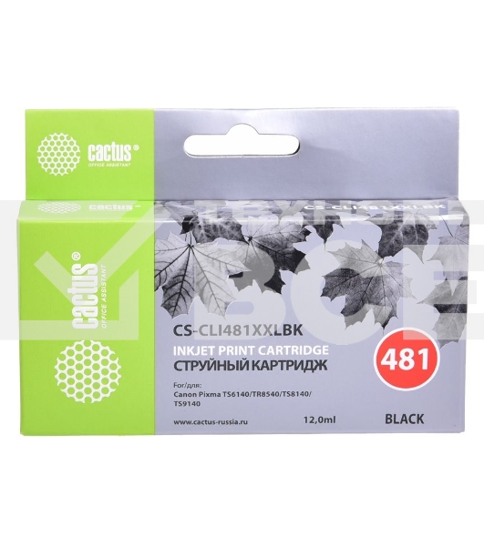 Картридж струйный Cactus CS-CLI481XXLBK черный (12 мл) для Canon Pixma TR7540/TR8540/TS6140/TS8140