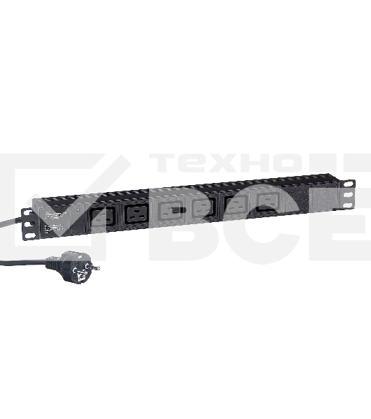Блок розеток горизонтальный ExeGate ServerPro PDU-19H013 Al-6C19-EU3-SW, 19