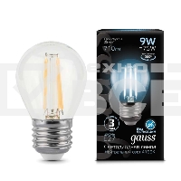 Лампа светодиодная Filament Шар E27 9Вт 4100К GAUSS 105802209