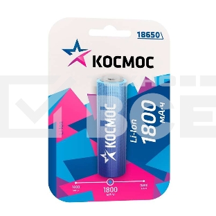Аккумулятор Li-ion 18650 1800мА.ч без защиты (блист.1шт) Космос KOC18650Li-ion18UBL1