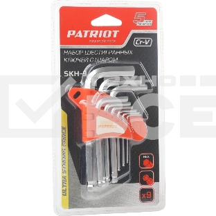 Набор ключей PATRIOT SKH-9, шестигранные с шаром,1,5-10мм, CRV, 9 шт
