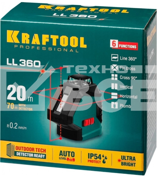 Уровни лазерные KRAFTOOL 34645 ''ll360'' 360 градусов 20м / 70м детектор