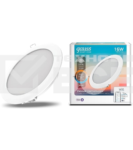 Светильник светодиодный ДВО-16Вт DIM+CCT Smart Home Gauss