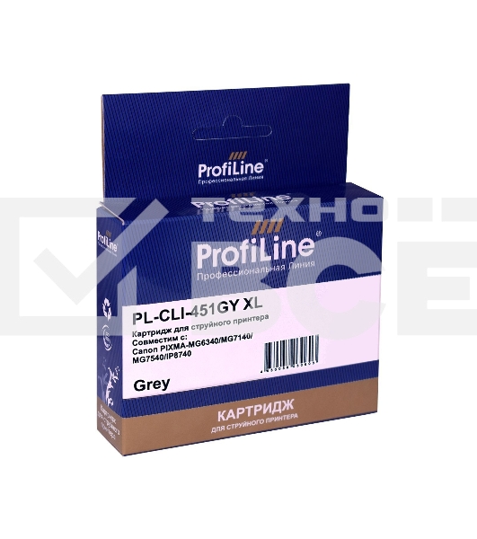 Картридж струйный совместимый PL-CLI-451GY XL для Canon PIXMA iP7240/MG5440/MG5540/MG6340/MG6440/MG7140/MX924 Grey водн PL