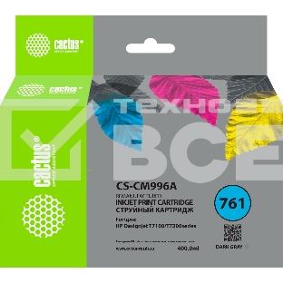 Картридж струйный Cactus CS-CM996A №761 темно-серый (400мл) для HP DesignJet T7100/Т7200