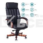 Кресло руководителя Бюрократ T-9922WALNUT/BLACK черный, кожа, крестовина дерево, фото6