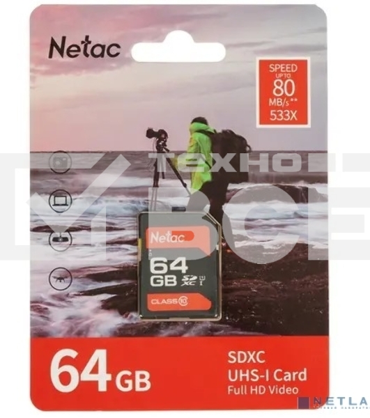 Флеш карта SDHC 64GB Netac Class 10 UHS-I U1 P600 [NT02P600STN-064G-R]