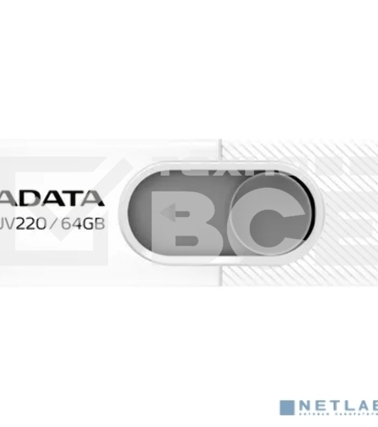Флеш диск 64GB ADATA UV220, USB 2.0, белый/серый