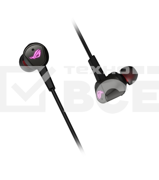 Игровые наушники чёрные ASUS ROG Cetra II (вкладыши, USB-C, RGB подсветка, ПУ, чехол, 90YH02S0-B2UA00)