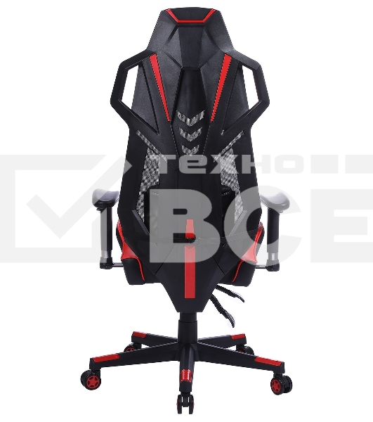 Кресло игровое Cactus CS-CHR-090BLR черный/красный, сиденье черный/красный, эко.кожа/сетка, крестовина пластик, пластик черный