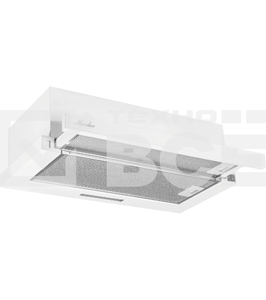 Встраиваемая вытяжка Monsher LAUTREC 60 Blanc Verre, ширина 60 см, отвод/рециркуляция, 550 м3/час, механическое управление, 3 скорости, светодиодное освещение 1х2 Вт, металлические жироулавливающие фильтры, угольный фильтр KFY (опция), цвет белый стекло