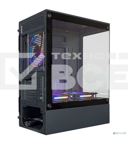 Компьютерный корпус Ginzzu CL475 mATX FAN 3*12LC4 передняя панель Стекло