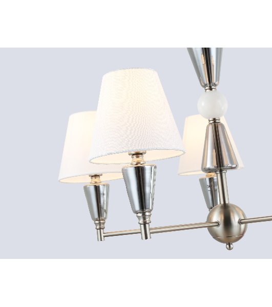 Люстра Ambrella light LH75253/5 SN/FR сатин никель/белый матовый E14*5 max 40W D700*510
