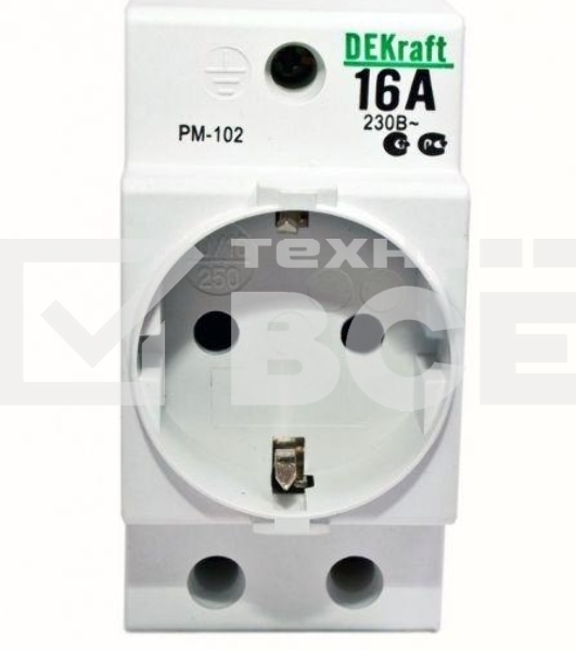 Розетка 16А 220В 2P+PEN на DIN-рейку PM-102 SchE 18012DEK