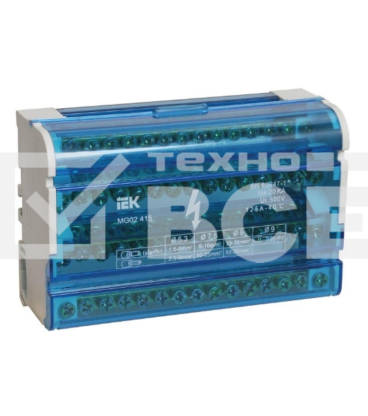Шины на DIN-рейку в корпусе (кросс-модуль) Iek YND10-4-15-125 ШНК 4х15 3L+PEN