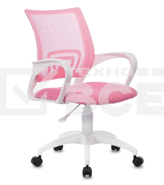 Кресло компьютерное Бюрократ CH-W695NLT TW-06A TW-13A розовый, сетка/ткань, крестовина пластик, пластик белый