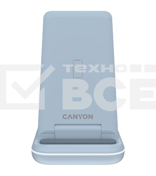 Беспроводное зарядное устройство CANYON WS-304, Foldable  3in1 Wireless charger, with touch button for Running water light, Input 9V/2A,  12V/1.5AOutput 15W/10W/7.5W/5W, Type c to USB-A cable length 1.2m, with QC18W EU plug,132.51*75*28.58mm, 0.168Kg,Blue