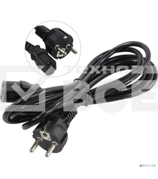 Кабель питания ExeGate Power PC-3P (Евровилка Schuko->С13) VDE-250V-3*0.75-CU, 10A, черный, 3м
