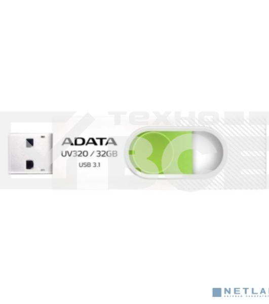 Флеш диск 32GB A-DATA UV320, USB 3.2, белый/зеленый