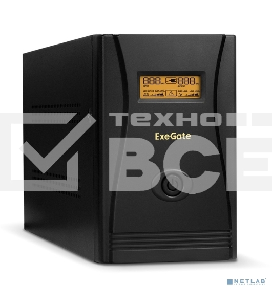 Источник бесперебойного питания ExeGate SpecialPro Smart LLB-1000.LCD.AVR.EURO.RJ <1000VA/650W, LCD, AVR, 4 евророзетки, RJ45/11, Black>