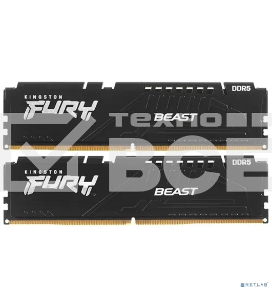 Оперативная память Kingston Fury Beast, DDR5, 32GB (2x16GB), 5600MHz, CL36, с радиаторами, черный
