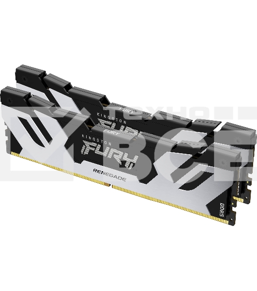 Оперативная память Kingston Fury Renegade, DDR5, 32GB (2x16GB), 7600MHz, CL38, DIMM, с радиаторами, серебристый/черный