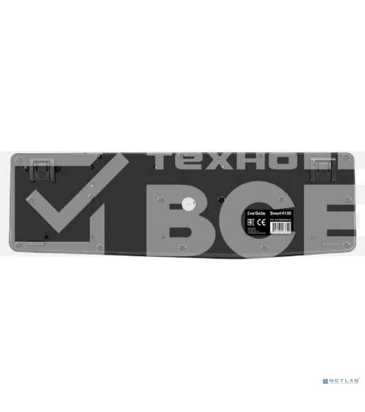 Клавиатура проводная ExeGate EX298364RUS Smart K120 (USB, полноразмерная, влагозащищенная, 104кл., Enter большой, длина кабеля 1,6м, черная, RTL)