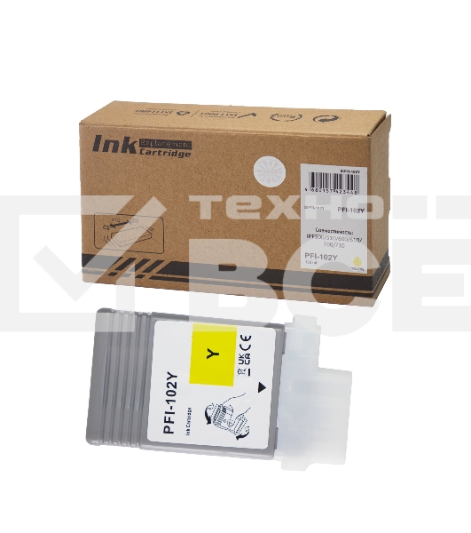 Картридж струйный Sakura 0898B001 (PFI-102Y) для Canon, желтый, 130 мл.