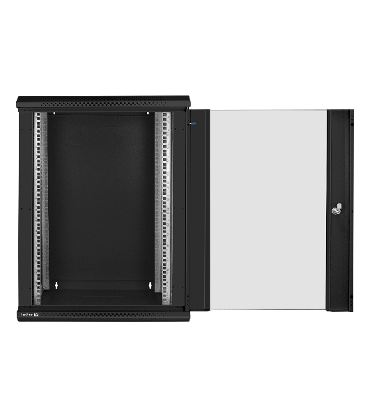 Шкаф телекоммуникационный 19' настенный 15U ExeGate EC-WM-15U.450.G.BLACK (19”, 15U, 600x450x769mm (ШхГхВ), передняя дверь закаленное стекло, съемные боковые панели, пыле- и влагозащита IP23, черный RAL 9004, 2 коробки)