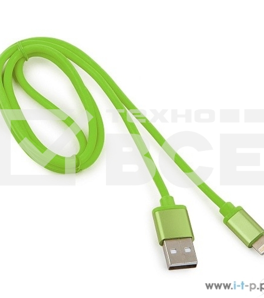 Кабель Cablexpert для Apple CC-S-APUSB01Gn-1M, AM/Lightning, серия Silver, длина 1м, зеленый, блистер 