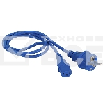Шнур питания C13-Schuko прямая, 3х0.75, 220В, 10А, синий, 1 метр, фото 1