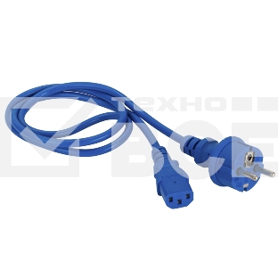 Шнур питания C13-Schuko прямая, 3х0.75, 220В, 10А, синий, 1 метр