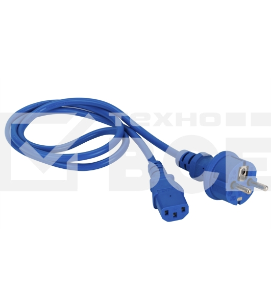 Шнур питания C13-Schuko прямая, 3х0.75, 220В, 10А, синий, 1 метр
