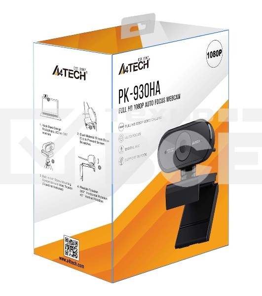 Веб-камера A4Tech PK-930HA черный 2Mpix (1920x1080) USB2.0 с микрофоном
