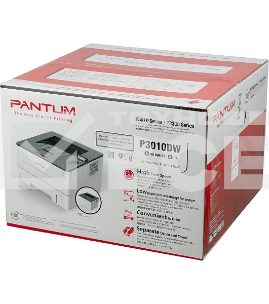 Принтер лазерный Pantum P3010DW, A4, ч/б, печ. до 30 стр/мин., 1200 x 1200 dpi, USB, RJ-45, Wi-Fi, NFC