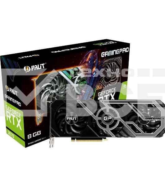 Видеокарта Palit PA-RTX3070 GAMINGPRO 8G LHR NVIDIA GeForce RTX 3070 8192Mb 256 GDDR6 1500/14000/HDMIx1/DPx3/HDCP Ret