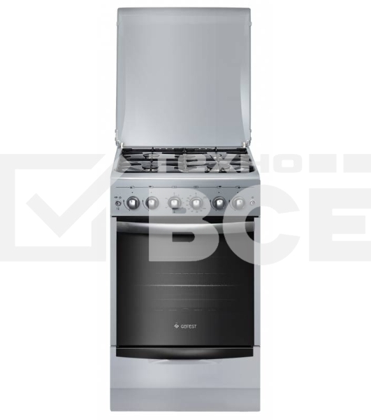 Плита газовая Gefest ПГ 5100-02 0068 серебристый, конфорок 4 шт, духовка 52 л, 50 см x 85 см x 58.5 см